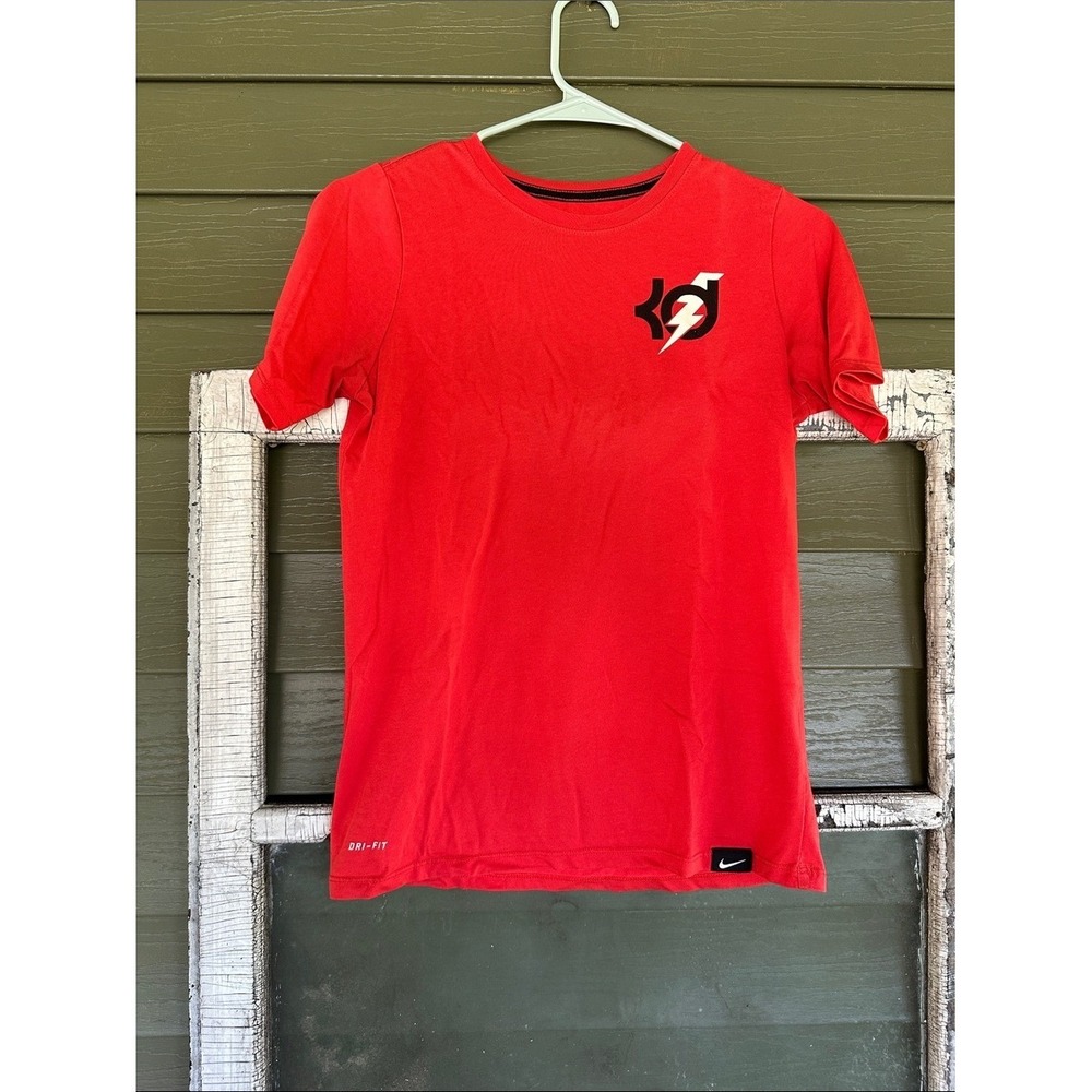 Nike KD Kevin Durant Boys Red Dri-FIT Graphic T-Shirt Size Large Athletic Cut